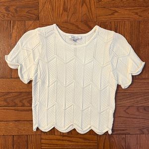 Lucy Paris White Knit Short Sleeve Top